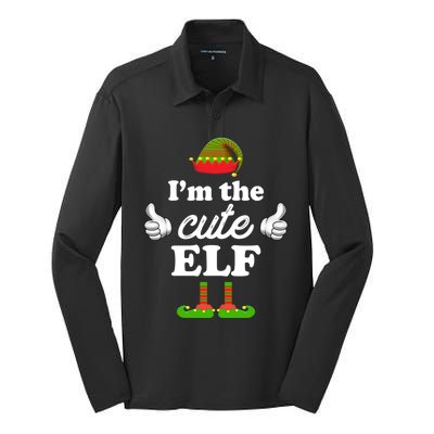 I'm The Cute Elf Matching Family Funny Christmas Group Gift Cute Gift Silk Touch Performance Long Sleeve Polo