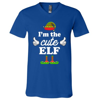 I'm The Cute Elf Matching Family Funny Christmas Group Gift Cute Gift V-Neck T-Shirt