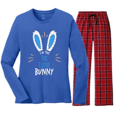 I'm Tree Cutter Bunny Ears Easter Sunday Funny Gift Women's Long Sleeve Flannel Pajama Set 