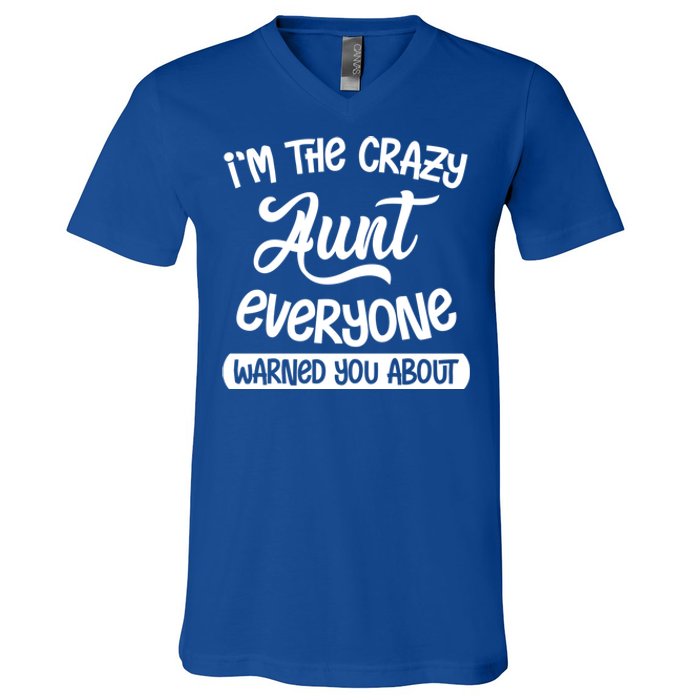 I'm The Crazy Aunt Everyone Warned You About Funny Auntie Gift V-Neck T-Shirt