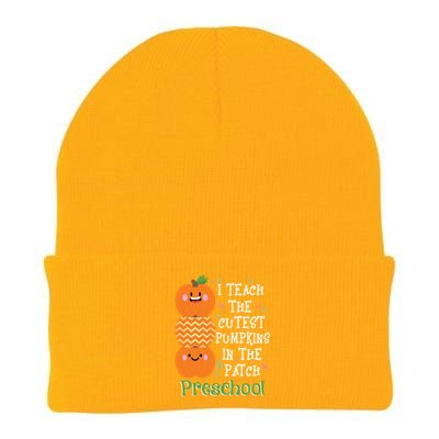 I Teach Cutest Pumpkins In Patch Preschool Halloween Teacher Funny Gift Knit Cap Winter Beanie