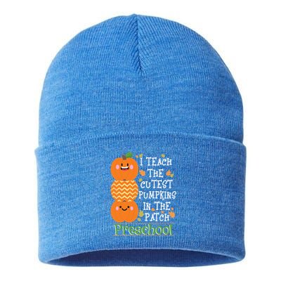 I Teach Cutest Pumpkins In Patch Preschool Halloween Teacher Funny Gift Sustainable Knit Beanie