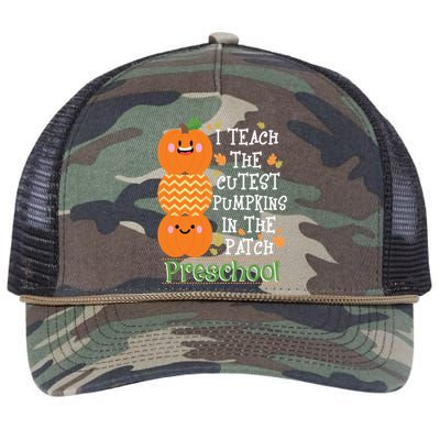 I Teach Cutest Pumpkins In Patch Preschool Halloween Teacher Funny Gift Retro Rope Trucker Hat Cap