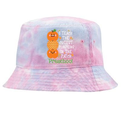 I Teach Cutest Pumpkins In Patch Preschool Halloween Teacher Funny Gift Tie-Dyed Bucket Hat