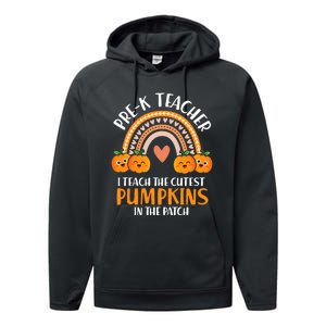 I Teach Cutest Pumpkins Pre K Teacher Halloween Performance Fleece Hoodie