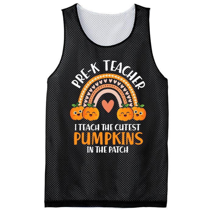 I Teach Cutest Pumpkins Pre K Teacher Halloween Mesh Reversible Basketball Jersey Tank