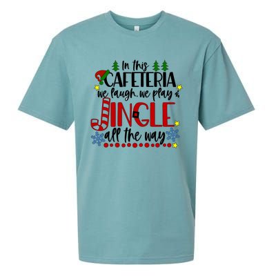 In This Cafetria We Laugh We Play School Lunch Lady Christmas Sueded Cloud Jersey T-Shirt