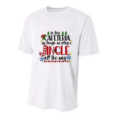 In This Cafetria We Laugh We Play School Lunch Lady Christmas Youth Performance Sprint T-Shirt