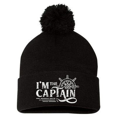 Im The Captain Skipper Lover Ship Boat Owner Pom Pom 12in Knit Beanie