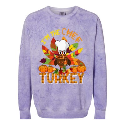 IM The Chef Turkey Thanksgiving Turkey Plaid Fall Pumpkins Colorblast Crewneck Sweatshirt