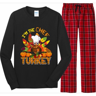 IM The Chef Turkey Thanksgiving Turkey Plaid Fall Pumpkins Long Sleeve Pajama Set