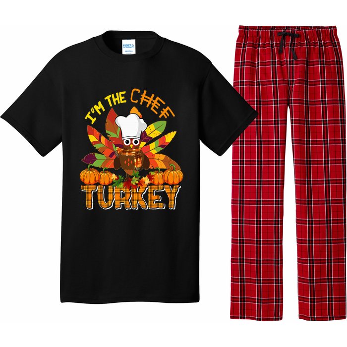 IM The Chef Turkey Thanksgiving Turkey Plaid Fall Pumpkins Pajama Set