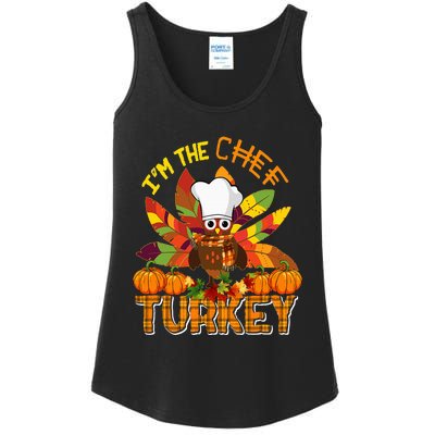 IM The Chef Turkey Thanksgiving Turkey Plaid Fall Pumpkins Ladies Essential Tank