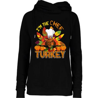 IM The Chef Turkey Thanksgiving Turkey Plaid Fall Pumpkins Womens Funnel Neck Pullover Hood