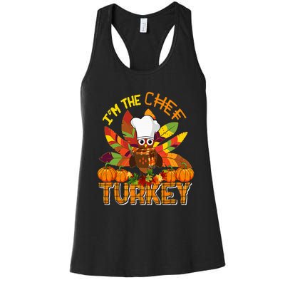 IM The Chef Turkey Thanksgiving Turkey Plaid Fall Pumpkins Women's Racerback Tank