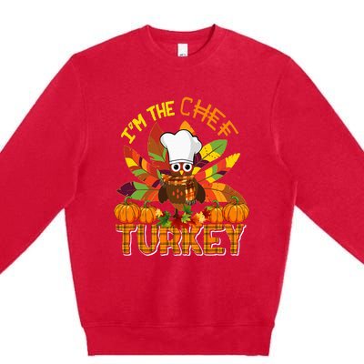 IM The Chef Turkey Thanksgiving Turkey Plaid Fall Pumpkins Premium Crewneck Sweatshirt