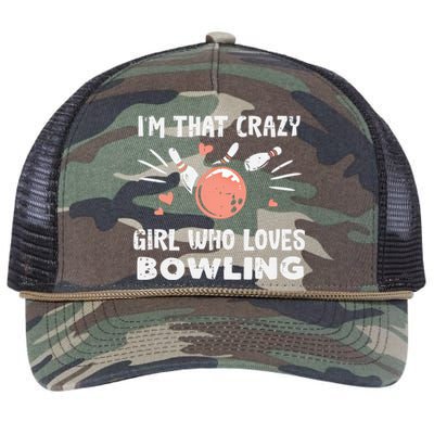 Im That Crazy Who Loves Bowling Bowler Great Gift Retro Rope Trucker Hat Cap