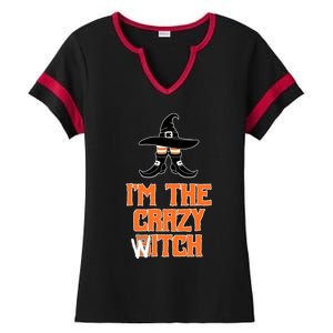 I’M The Crazy Witch ’S Halloween Saying Top Gift Ladies Halftime Notch Neck Tee