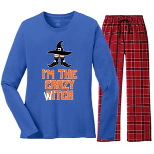 I’M The Crazy Witch ’S Halloween Saying Top Gift Women's Long Sleeve Flannel Pajama Set 