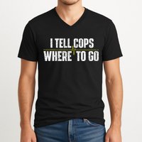 I Tell Cops Where To Go Yellow Line 911 Dispatcher Police V-Neck T-Shirt