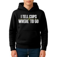 I Tell Cops Where To Go Yellow Line 911 Dispatcher Police Kids Hoodie
