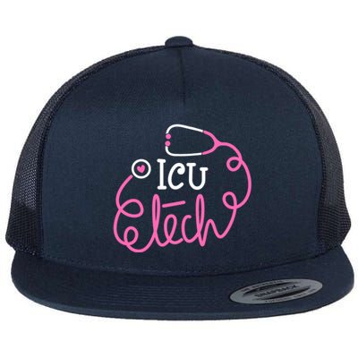 Icu Tech Critical Care Technologist Intensive Care Unit Tech Gift Flat Bill Trucker Hat