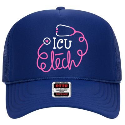 Icu Tech Critical Care Technologist Intensive Care Unit Tech Gift High Crown Mesh Back Trucker Hat