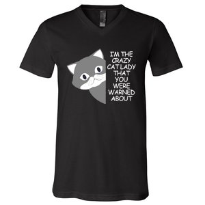 IM The Crazy Cat Lady That You Were Warned About Kamala 47 V-Neck T-Shirt