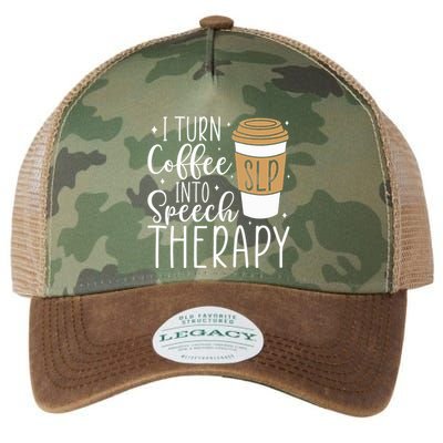I Turn Coffee into Speech Therapy Funny Speech Therapist  Legacy Tie Dye Trucker Hat