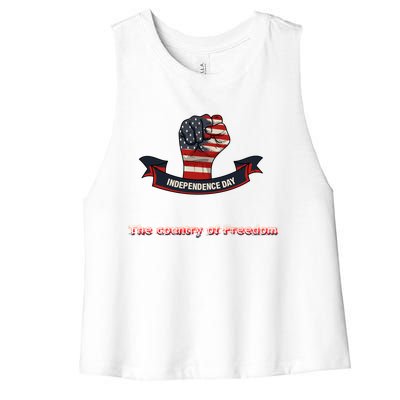 Independence The Country Of Freedom Design By Ronroyal#4 Gift Women's Racerback Cropped Tank