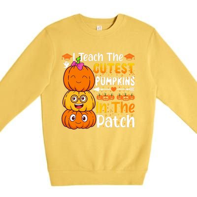 I Teach Cutest Pumpkins In Patch Teacher Halloween Premium Crewneck Sweatshirt