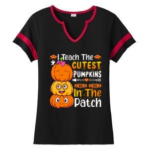 I Teach Cutest Pumpkins In Patch Teacher Halloween Ladies Halftime Notch Neck Tee