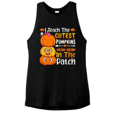 I Teach Cutest Pumpkins In Patch Teacher Halloween Ladies PosiCharge Tri-Blend Wicking Tank