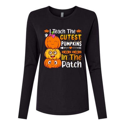 I Teach Cutest Pumpkins In Patch Teacher Halloween Womens Cotton Relaxed Long Sleeve T-Shirt