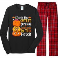 I Teach Cutest Pumpkins In Patch Teacher Halloween Long Sleeve Pajama Set