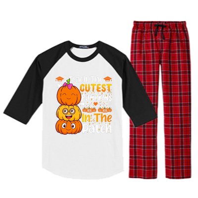 I Teach Cutest Pumpkins In Patch Teacher Halloween Raglan Sleeve Pajama Set