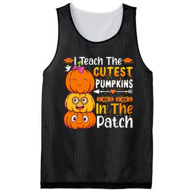 I Teach Cutest Pumpkins In Patch Teacher Halloween Mesh Reversible Basketball Jersey Tank