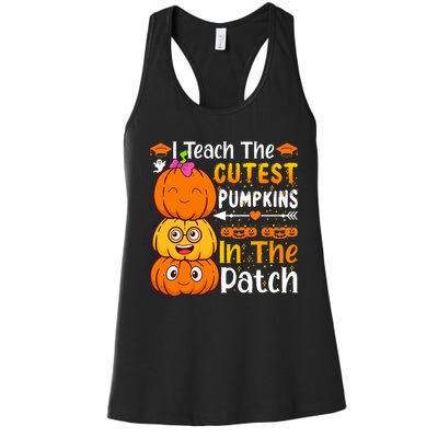 I Teach Cutest Pumpkins In Patch Teacher Halloween Women's Racerback Tank