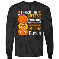 I Teach Cutest Pumpkins In Patch Teacher Halloween Tie-Dye Long Sleeve Shirt