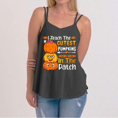 I Teach Cutest Pumpkins In Patch Teacher Halloween Women's Strappy Tank