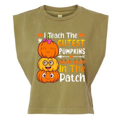 I Teach Cutest Pumpkins In Patch Teacher Halloween Garment-Dyed Women's Muscle Tee