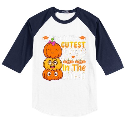 I Teach Cutest Pumpkins In Patch Teacher Halloween Baseball Sleeve Shirt