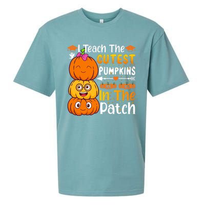 I Teach Cutest Pumpkins In Patch Teacher Halloween Sueded Cloud Jersey T-Shirt