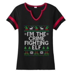 IM The Crime Fighting Elf Police Officer Ugly Christmas Cop Meaningful Gift Ladies Halftime Notch Neck Tee