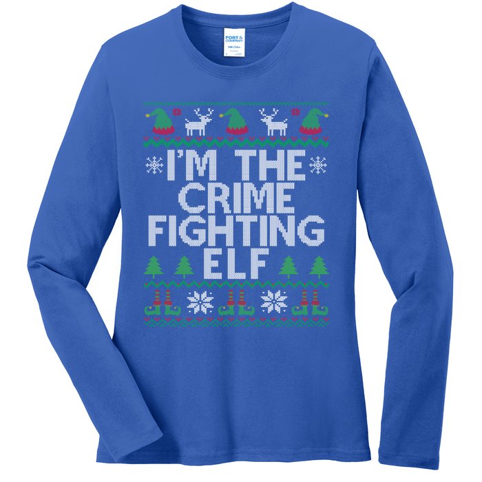 IM The Crime Fighting Elf Police Officer Ugly Christmas Cop Meaningful Gift Ladies Long Sleeve Shirt