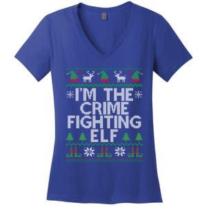 IM The Crime Fighting Elf Police Officer Ugly Christmas Cop Meaningful Gift Women's V-Neck T-Shirt