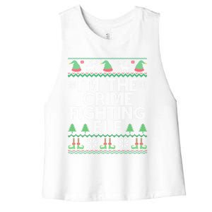 IM The Crime Fighting Elf Police Officer Ugly Christmas Cop Meaningful Gift Women's Racerback Cropped Tank