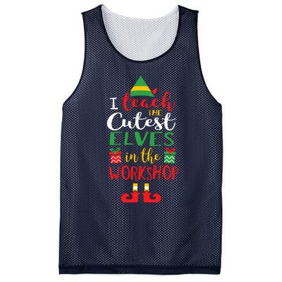 I Teach Cutest Elves In The Workshop Teacher Christmas Top Mesh Reversible Basketball Jersey Tank