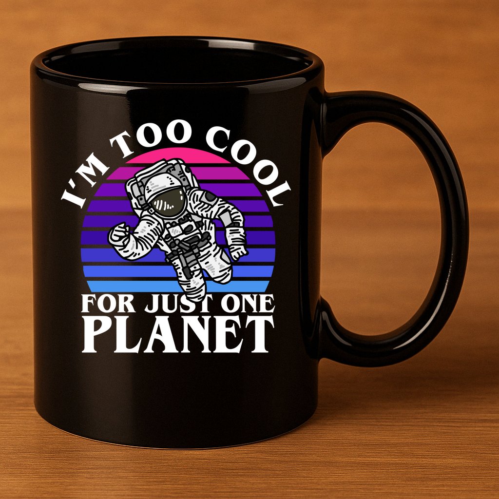 I'm Too Cool For Just One Planet Astronaut 11oz C Handle Ceramic Mug