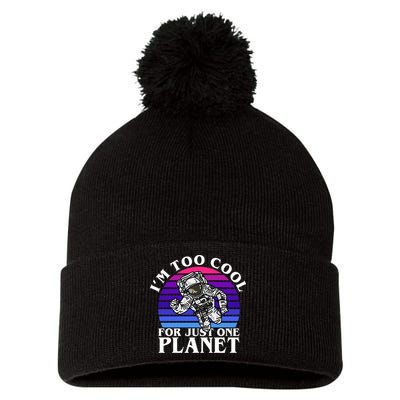 I'm Too Cool For Just One Planet Astronaut Pom Pom 12in Knit Beanie